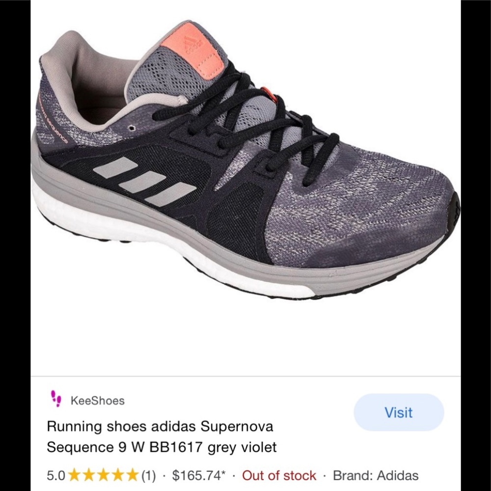 Adidas Supernova Sequence 9 Boost women’s size 8 grey violet BB1617 sneakers